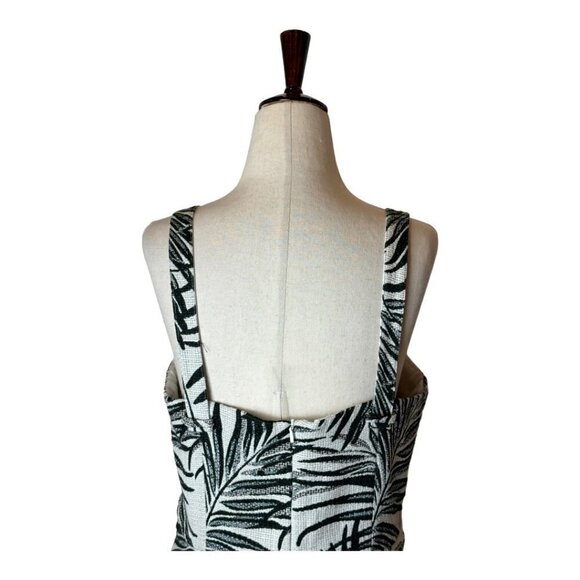 Hutch Aidy Dress Womens 10 Black Ivory Palm Print Button Front Knee Length - Picture 5 of 15